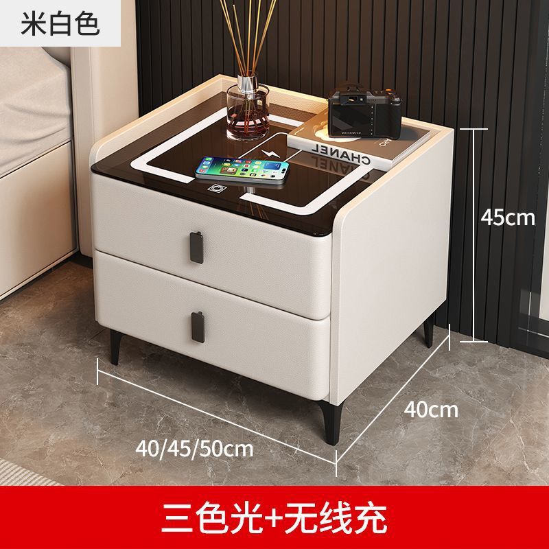 미색 (2단 서랍) 무선 충전 + 3색 조명