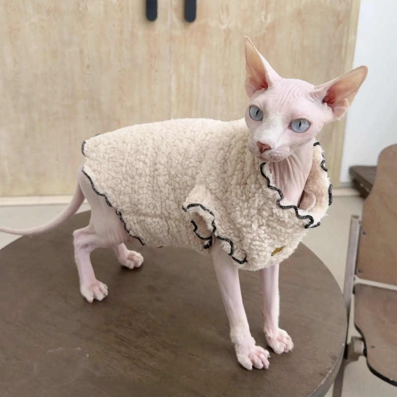 Ropa de gato sin pelo de invierno caliente a prueba de frío chaleco de cordillera de borde de Devince esfinge de algodón frío image 3
