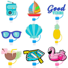 Reusable Cup Straw Plug for Summer Sunshine Beach, Silicone Straw Plug with 10mm Diameter Accessory, Straw Plug