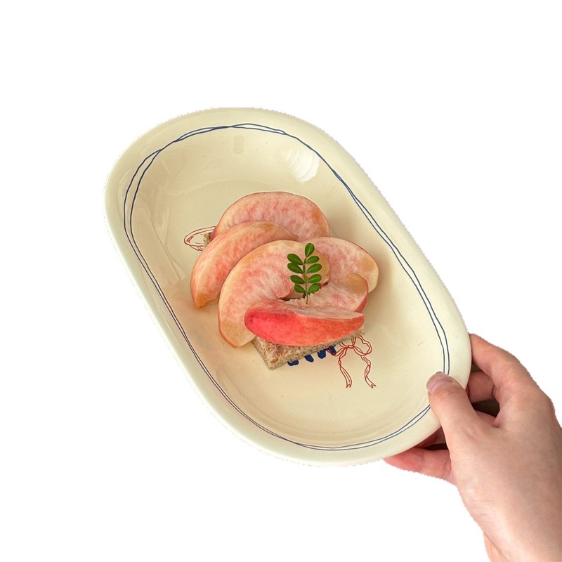穆尼 新款ins意式椭圆盘陶瓷盘意面牛排轻食盘大盘子高颜值高级送|undefined