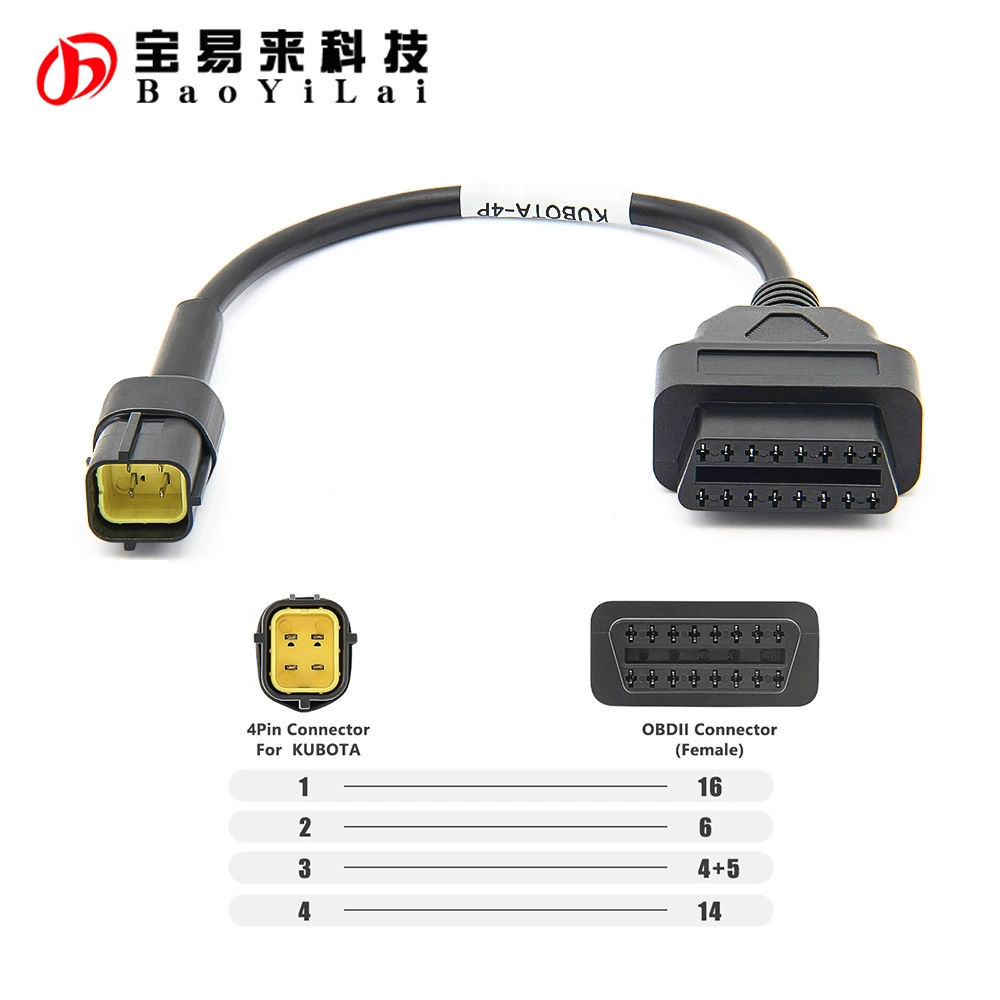 4-контактный кабель для адаптера Kubota Diagmaster Python для сельскохозяйственной техники Kubota