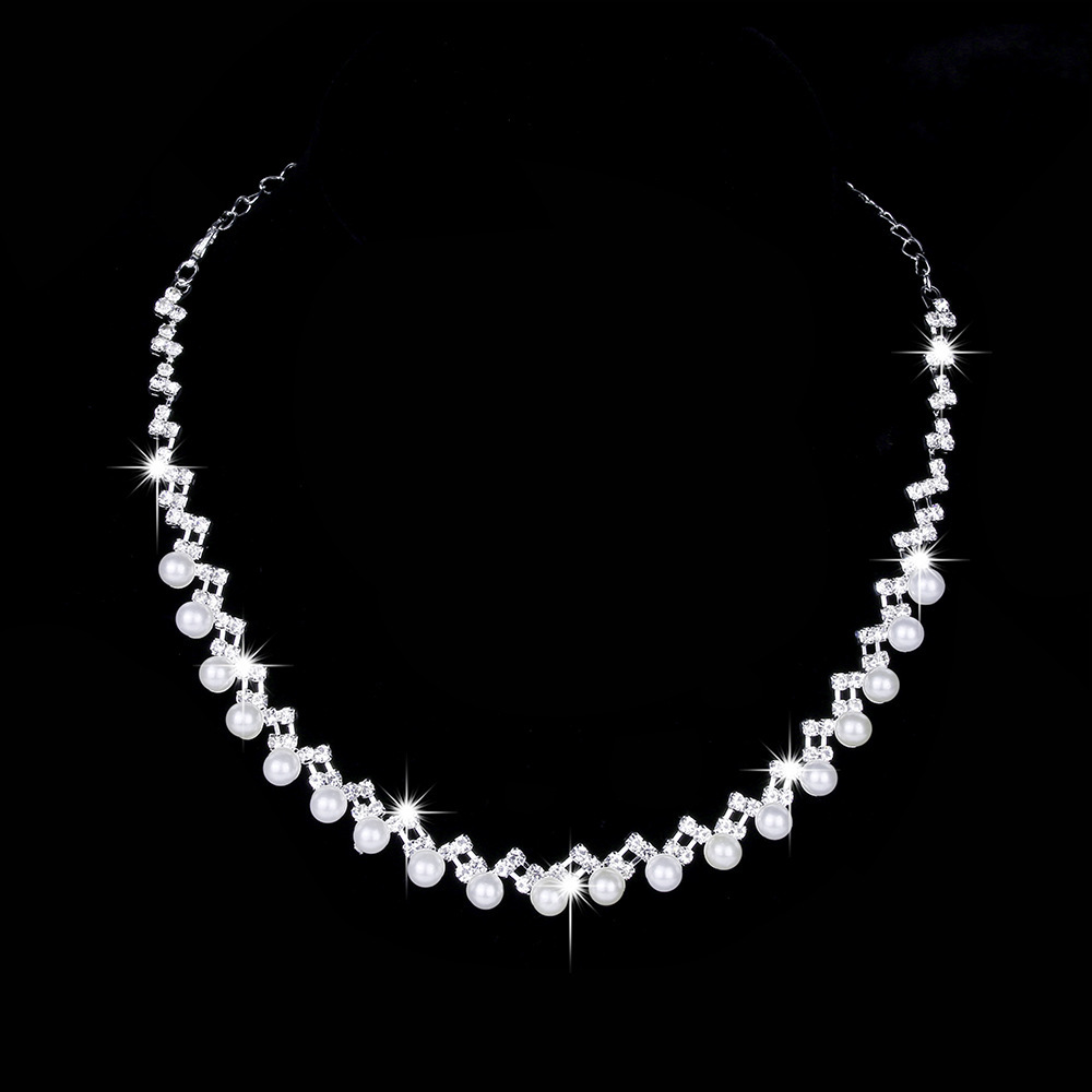 Women'S Gender Fashion Geometric Copper Inlay Artificial Pearls Zircon Women's Bracelets Earrings Necklace