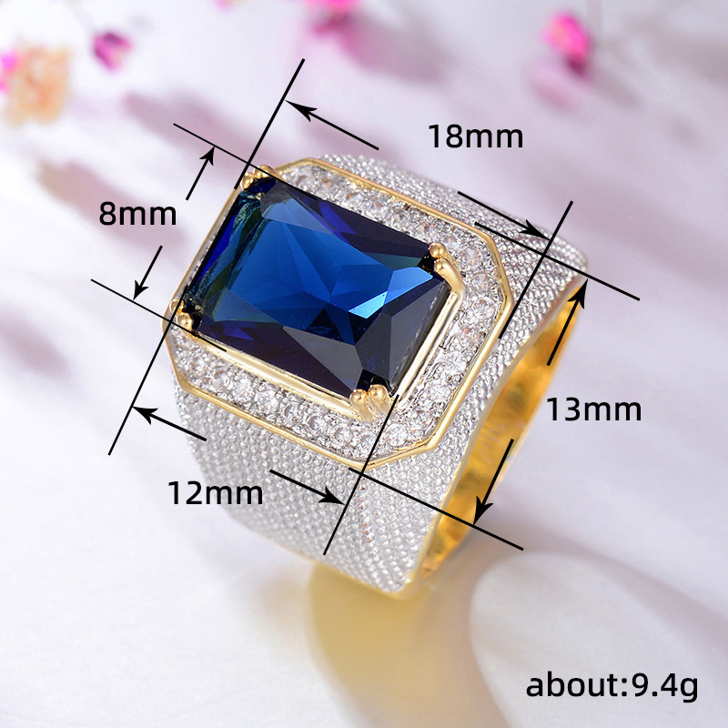 Bold Square Hip Hop Ring For Men With Zircon Stones Retro Design_voghion.com