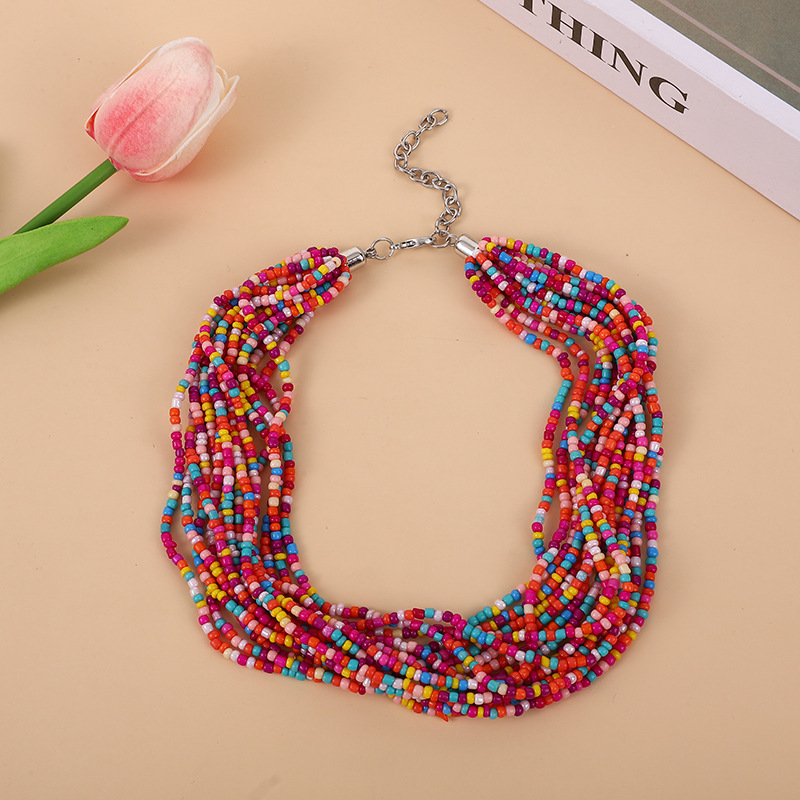 Casual Bohemian Round Seed Bead Beaded Layered Women's Necklace display picture 8