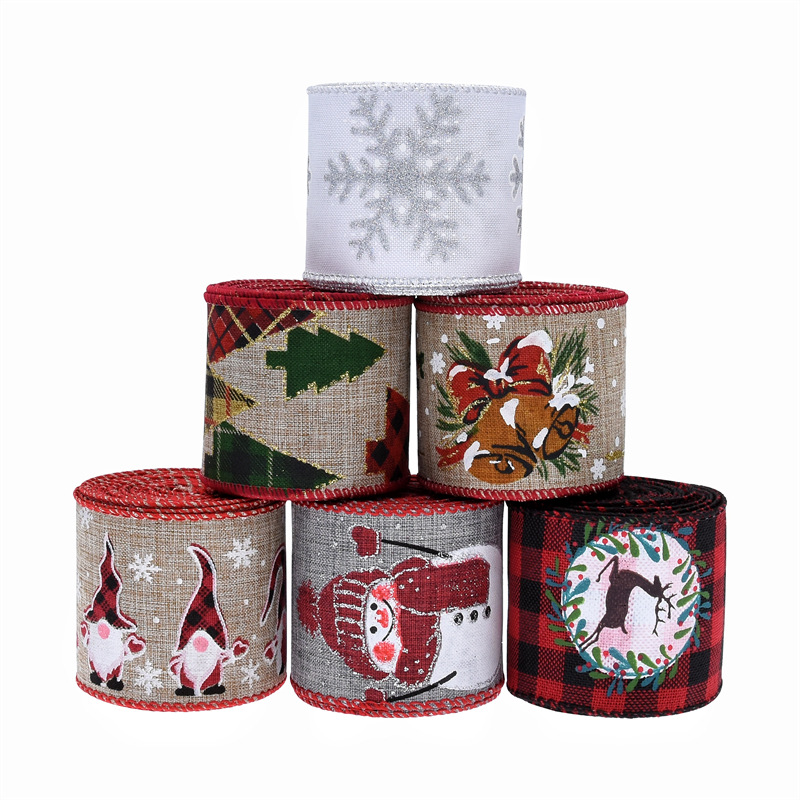 Europa y América Amazon nueva Navidad cinta cáñamo rollo guirnalda material decorativo copo de nieve ELK viejo traje en stock