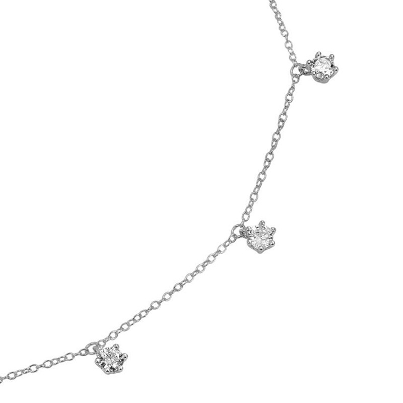 simple s925 silver micro-inlaid zircon necklace wholesale