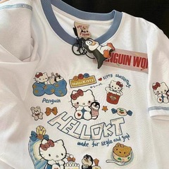 オリジナルの重厚な刺繍（純綿210gコーマ糸、裏地付き）ルーズ半袖Tシャツ