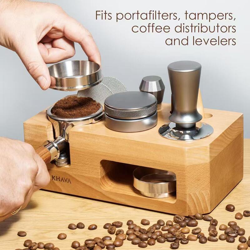 Wooden Coffee Tamper Stand, Espresso Handle Support Rack, Coffee Utensil Organizer, Walnut Storage Rack Base Wooden Coffee Tamper Stand, Espresso Handle Support Rack, Coffee Utensil Organizer, Walnut Storage Rack Base