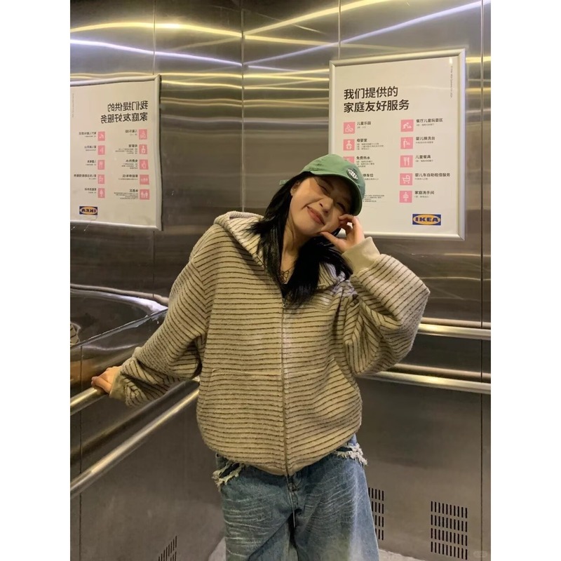 原宿时尚气质条纹420克重磅卫衣简约ins流行潮流文艺日系百搭新款|undefined