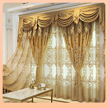 ⇔大气欧式窗纱遮光窗帘客厅阳台别墅金色窗幔帘头跨境亚马逊速卖