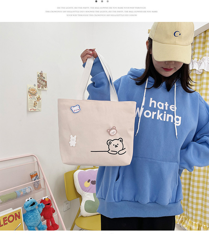 2022 New Japanese-style ins fresh and clean shopping storage bags, lunch boxes, bento bags, girls' handbags, canvas bags details Picture