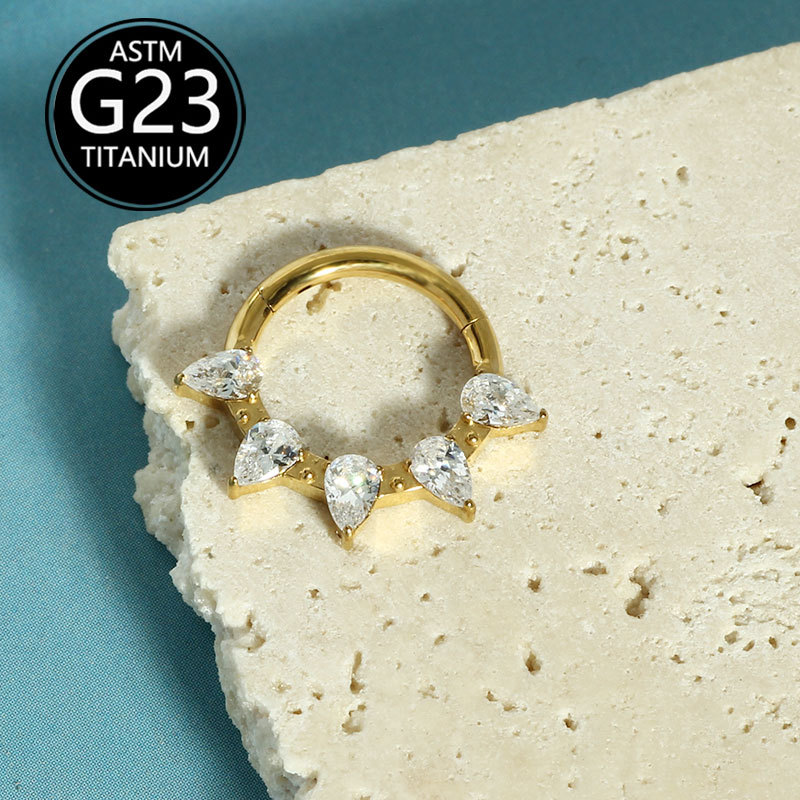 G23 Titanium Nose Ring 1.2x8mm CZ Inlay Nose Stud Hoop Piercing Jewelry for Women Men detail image 8