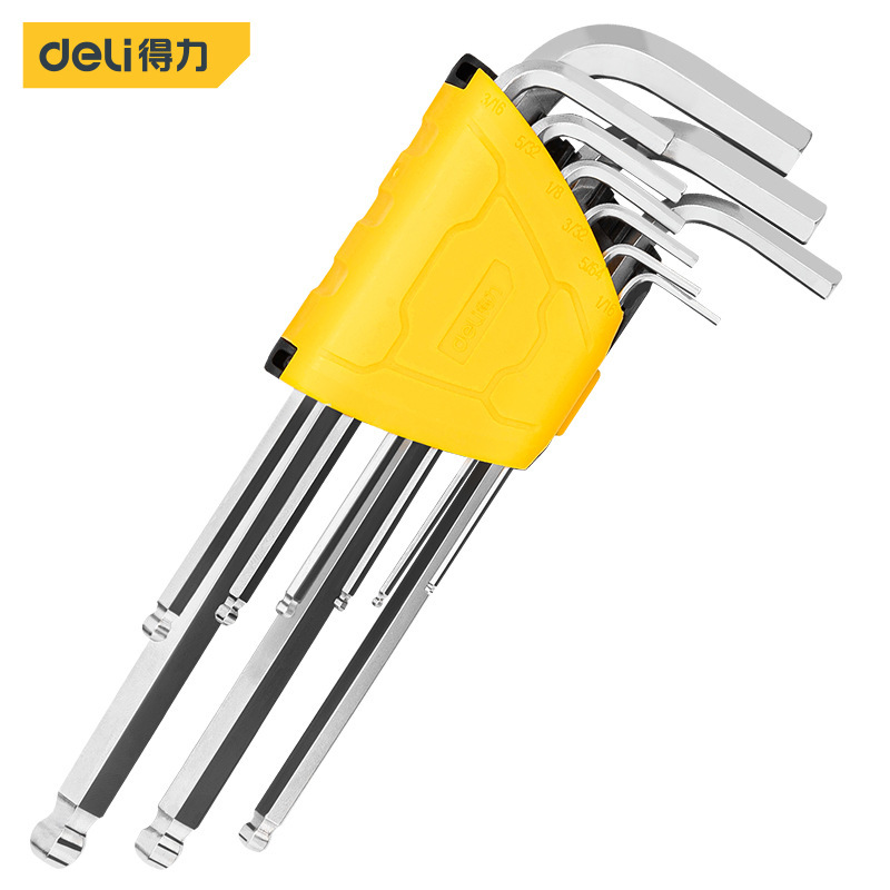 得力工具 英制长型球头内六角9件套内六角球头扳手DL3092有货