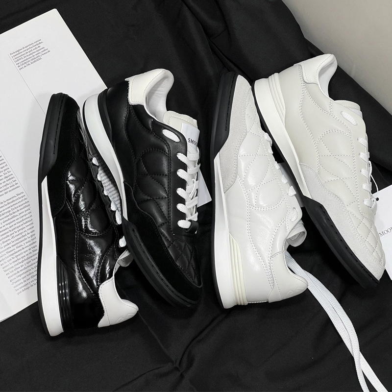 Xiaoxiangfeng 2025 New Sports Shoes Thick-Soled High-Looking Fashionable Rhombus Stitching Genuine Leather Summer Women's Shoes Casual Shoes