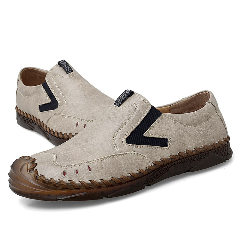 2024 nuevos zapatos de cuero casuales de tamaño grande transfronterizo de moda personalidad hecha a mano línea cosida cómodo perezoso zapatos