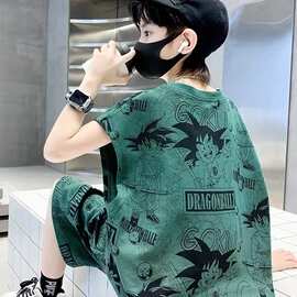 男童背心夏装套装2025新款中大童夏季无袖童装儿童运动夏款衣服潮