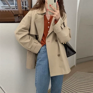 2022早春秋季新款韩版风衣外套女大衣短款小个子英伦风气质上衣