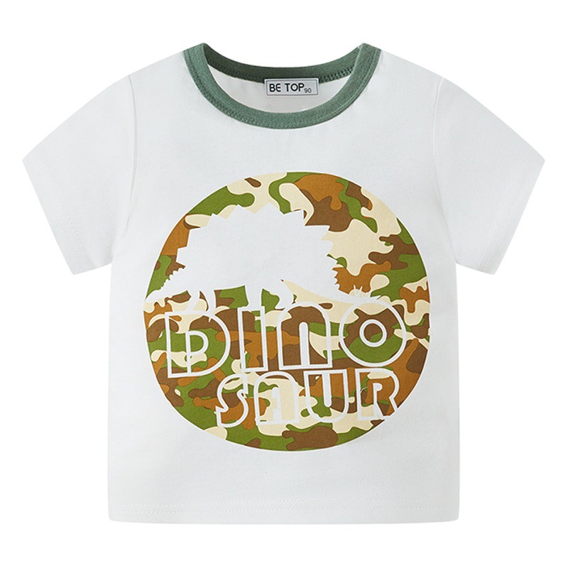 Camiseta de manga corta para niños de verano de dibujos animados de camuflaje impreso camisa para niños bebé estilo coreano cuello redondo ropa para niños entrega de una sola pieza