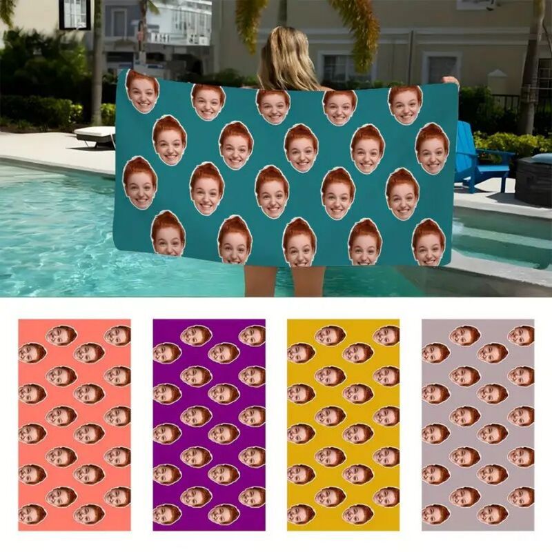 Cross Border Figure Avatar Photo Name Towel Font Personalized Beach Towel Bath Towel Swimming Pool Name Towel Bath Towel