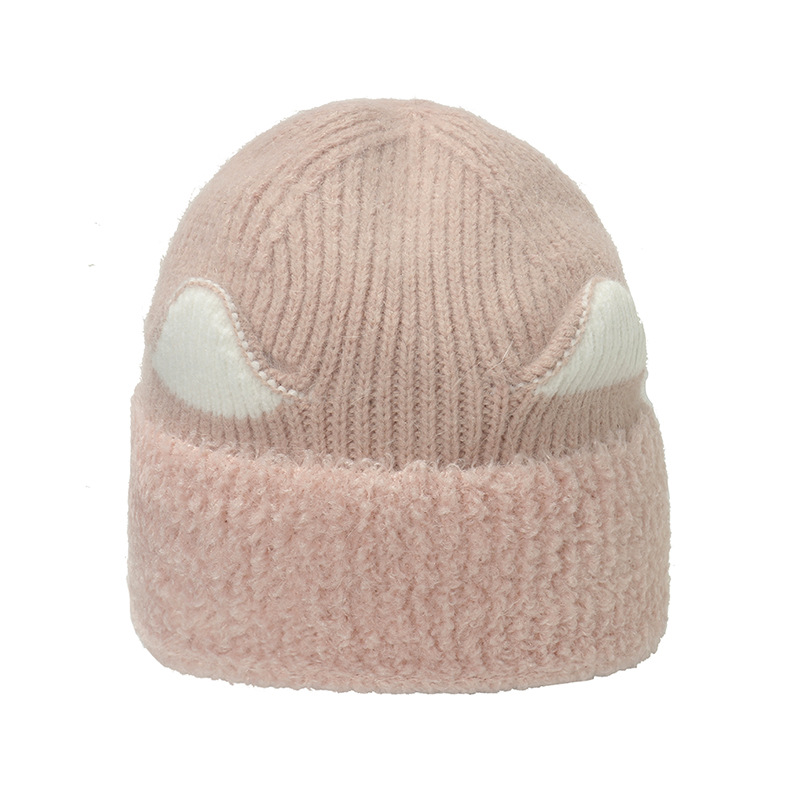 Knitted Beanie Hat For Women With Cat Ears Design Winter Style_voghion.com