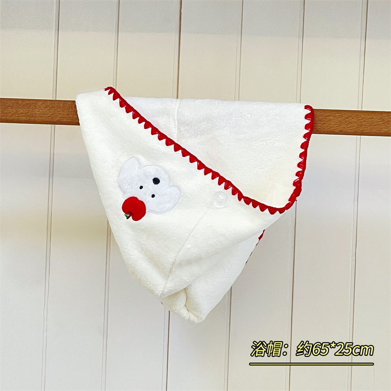 Toallas de baño lindas para perros de manzana toallas de mujer sombrero de cabello seco de tres piezas para el hogar absorción de agua rápida no seco cabello toallas gruesas