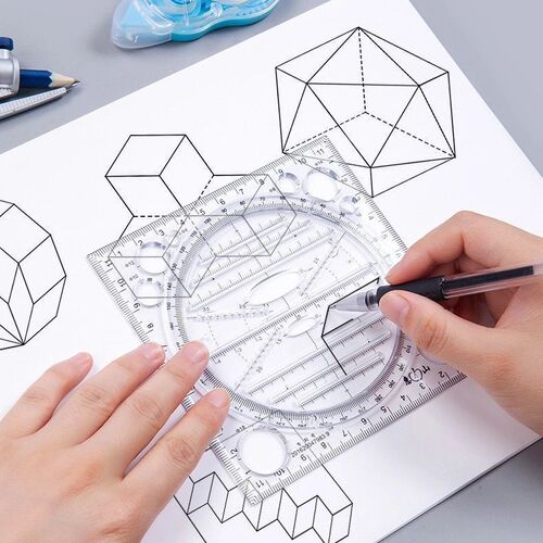 Multifunctional internet celebrity universal ruler rotatable ruler set math circle oval template test triangle parallel ruler