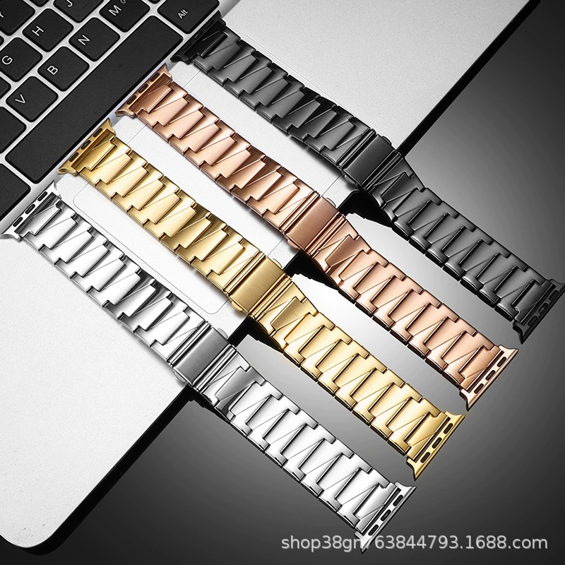 Новый применимый ремешок для часов Apple Watch 987 Generation 654S Металлический ремешок из нержавеющей стали Cross Border