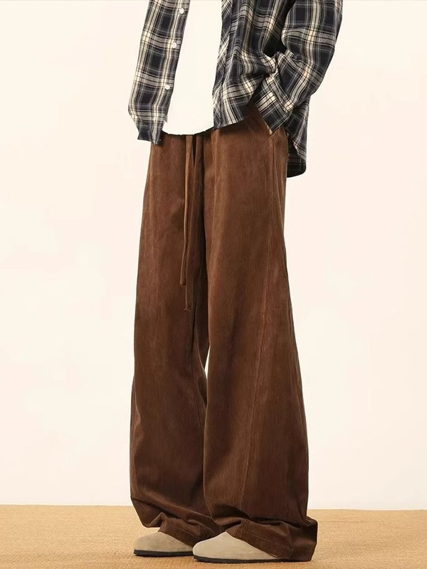 Dark Brown Corduroy Pants Men's Autumn and Winter fleece-lined Lazy Style American Style Vintage Machete Pants Wide Leg Casual Sweatpants Dark Brown Corduroy Pants Men's Autumn and Winter fleece-lined Lazy Style American Style Vintage Machete Pants Wide Leg Casual Sweatpants