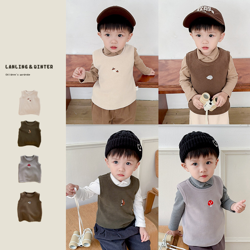 Ropa de bebé suéter chaleco Olímpico polar Chaleco de otoño e invierno DE LOS Nuevos muchachos del bebé niñas engrosada chaleco caliente