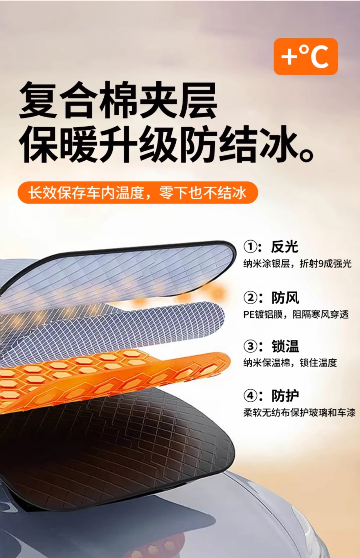 Car Snow Cover Front Windshield Anti-Freeze Cover Windshield Snow Cover Anti-Frost Cover Cloth Winter Snow-Proof Thickeneded Winter