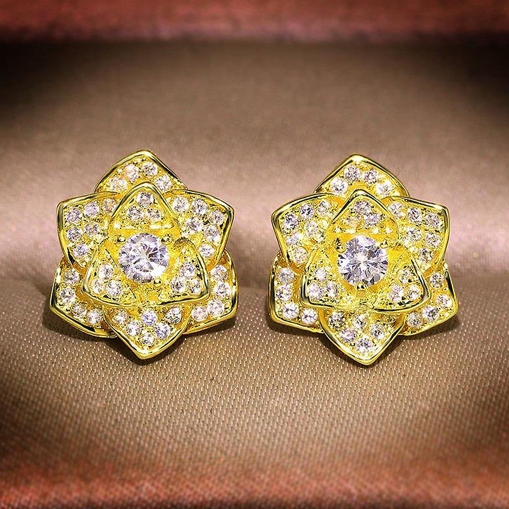 Zircon Stud Earrings Multi-coloured Crystal Jewellery Gift_voghion.com