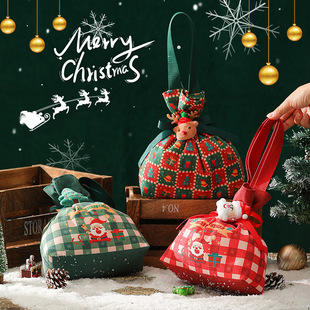 New 2025 Christmas Gift Bag Portable Canvas Apple Bag Christmas Gift Christmas Eve Apple Gift Box Drawstring Pocket