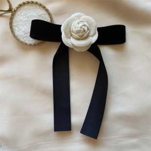 Vintage Velvet Camellia Flower Brooch Bow Tie Corsage Pin All-match Bow Collar Flower Accessories Women