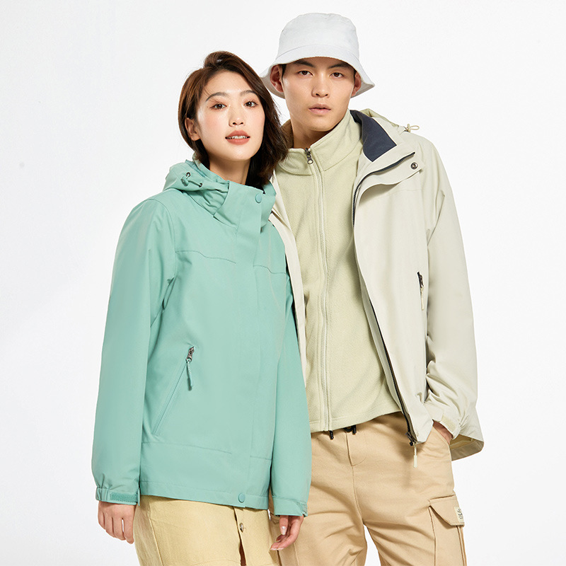 Outdoor Charge Clothes Three-in-One Detachable Waterproof Windproof fleece-lined Thickened Two-Piece Ski Mountaineering Clothes Overalls