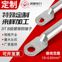 定制铜接线端子DT-10/16/50/95孔径/孔距/尺寸/折弯铜鼻子线耳