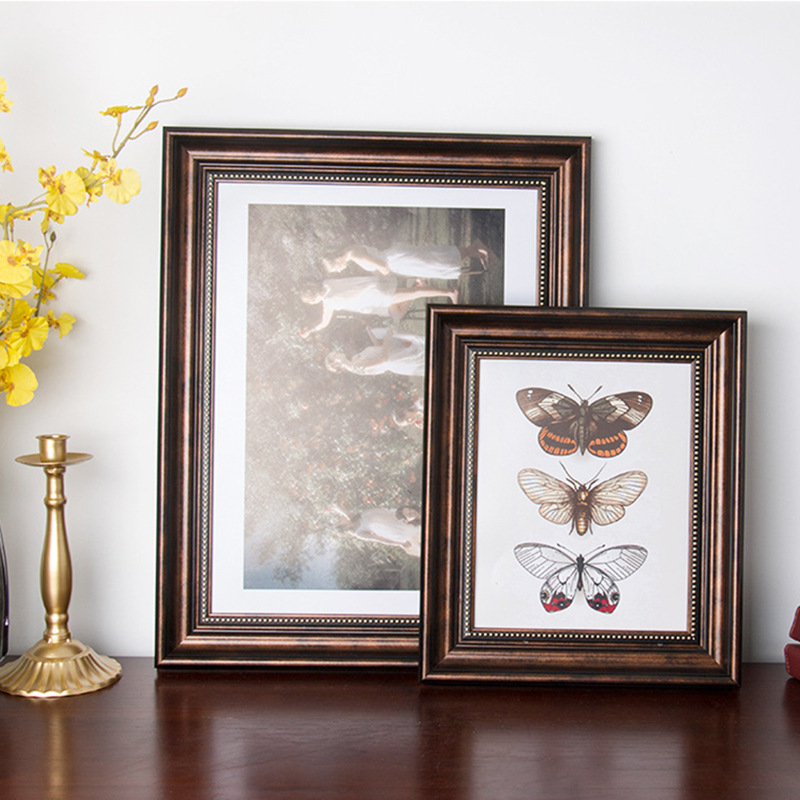 American Photo Frame Photo Frame Square 6-inch Wall Frame Children's Oil Painting Stick Mounting Frame Vintage Table