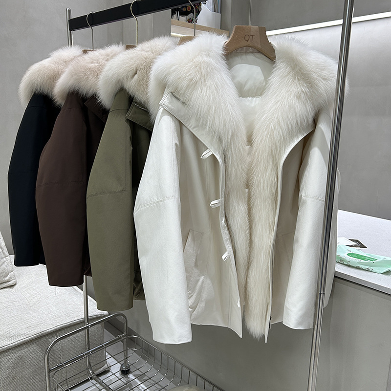 Snow Country First Frost Oversized Fox Fur Collar 90% White Goose down Parka Women's Mid-Length 2025 New Snow Country First Frost Oversized Fox Fur Collar 90% White Goose down Parka Women's Mid-Length 2025 New
