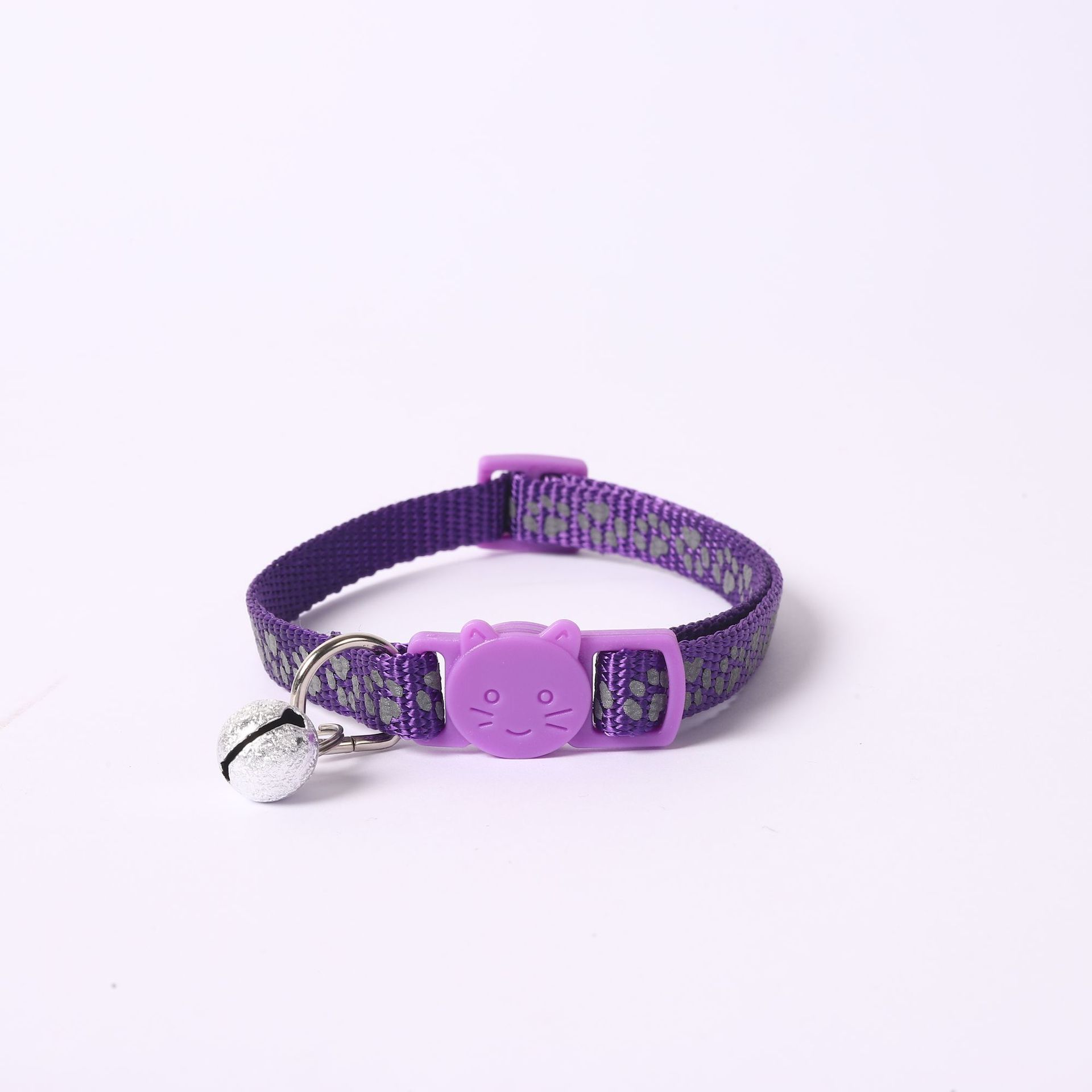 Collar de mascotas 1.0 huellas de pies reflectantes gatos botón de seguridad collar de color gato collar de gato 4 piezas