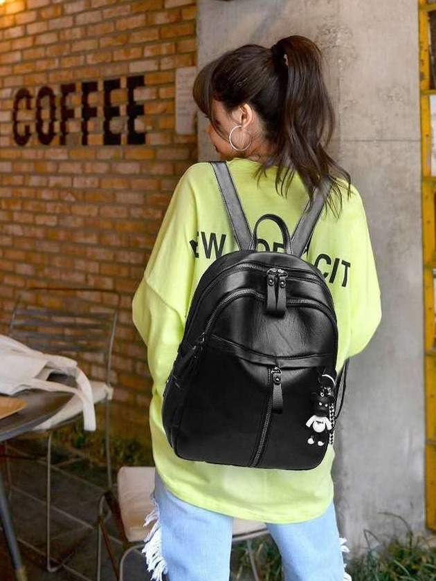 Directo de fábrica de cuero de LA PU mochila de gran capacidad de estudiante de secundaria mochila de ocio señoras mochila de viaje de comercio exterior Al Por Mayor