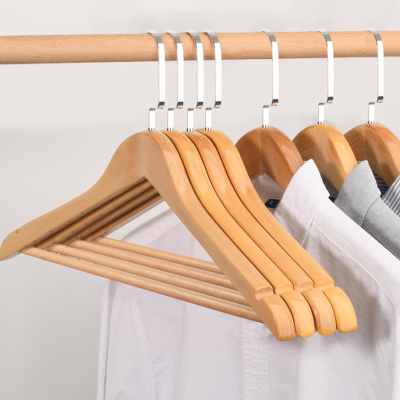 Directly Supplied from the Manufacturer, Hotel Wooden Hangers, Thickened Version, Non-Marking, Non-Slip Wooden Pants Hangers for Home Use, Vintage Solid Wood Clothes Drying Hangers