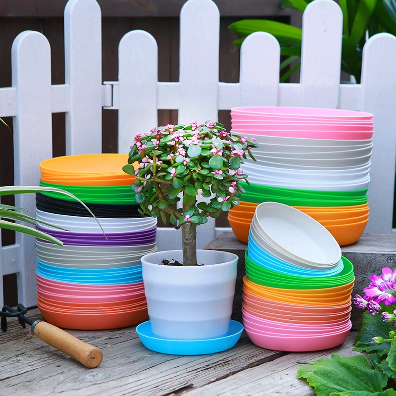 Поднос Красочный цветочный горшок Поднос Нижний поднос Водное блюдо Поднос для сочных Горшок Утолщенный поднос из смолы Круглый карамельный цвет