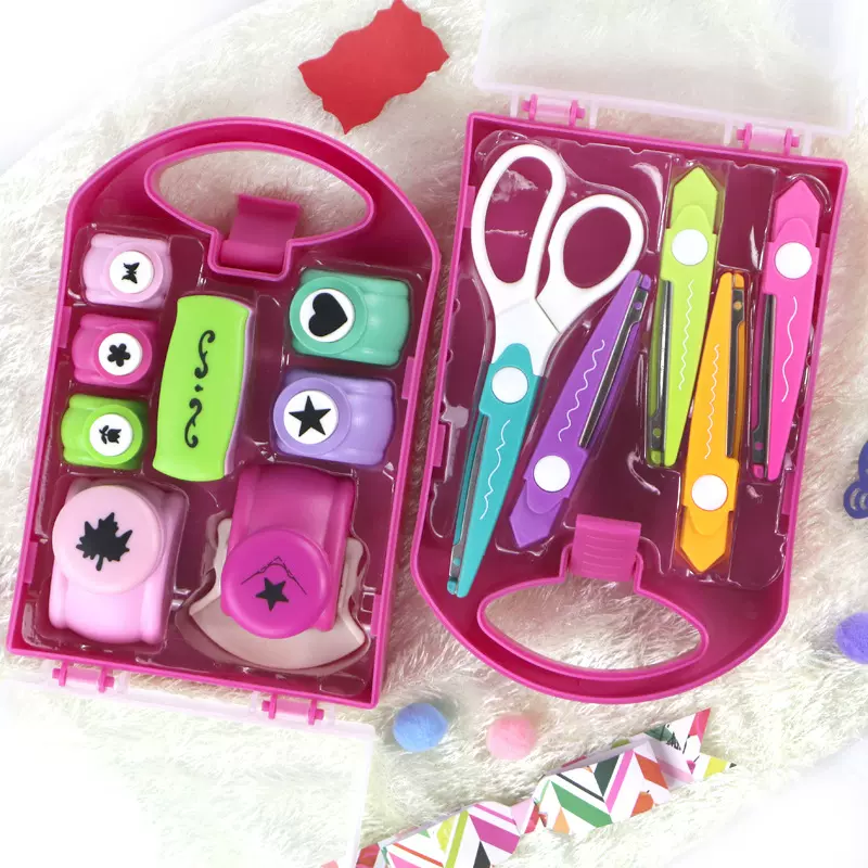 压花器剪刀套装DIY邮票手账益智儿童大号打孔省力印花玩具批发