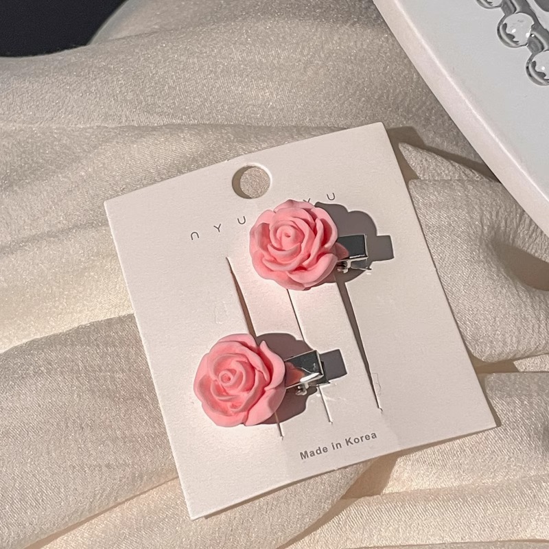 Flores rosadas pinzas de cabello 2025 nueva dulce frente lateral de la mujer frange pinzas de cabello rotas lindas pinzas de boca de pato sin marcas