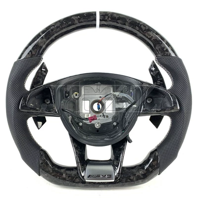 Suitable for Mercedes-Benz W205 C43 C63 E63 A45 GLA45 GLS63 modified carbon fiber steering wheel (Steering wheel) - style-1