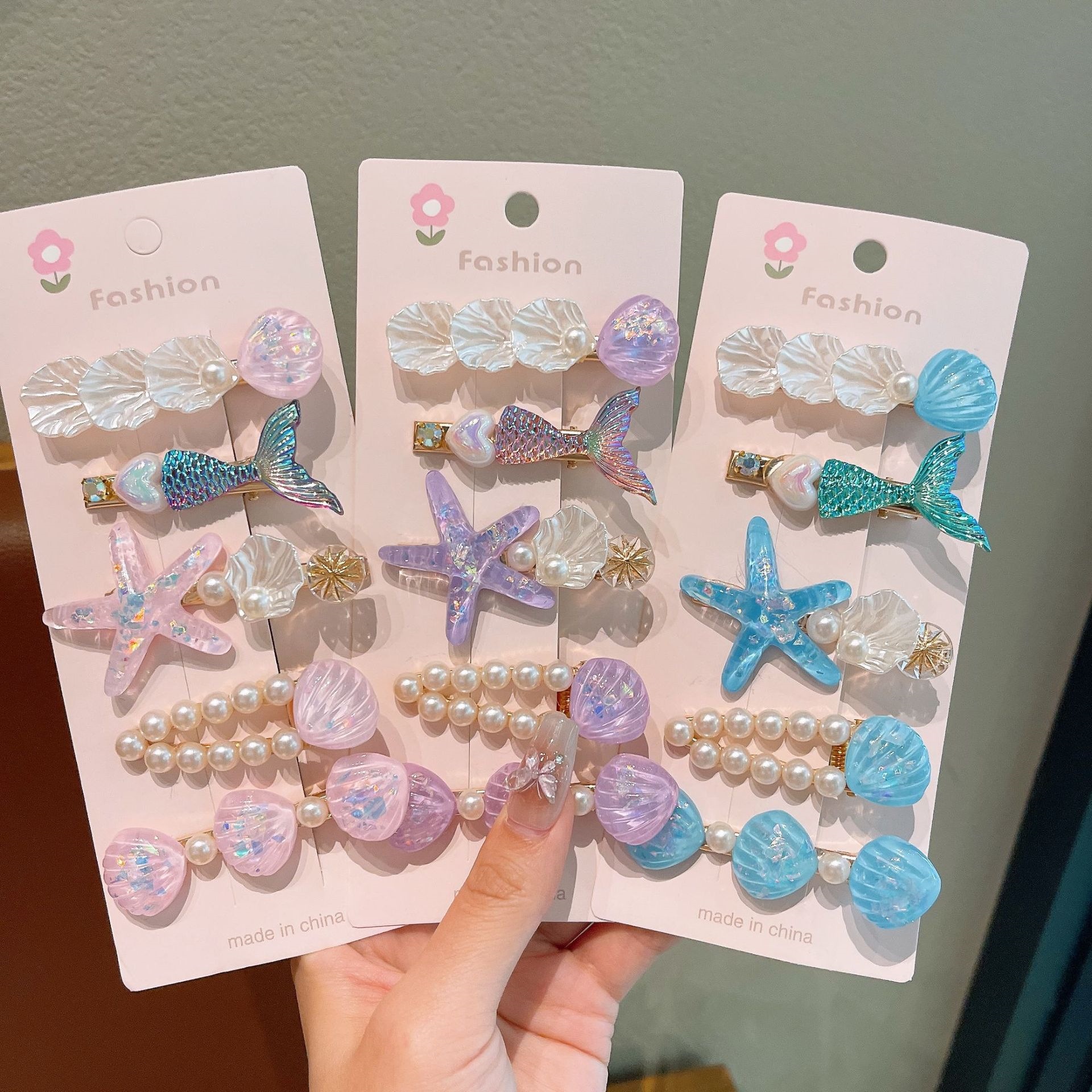 Niños lindos pinzas de cabello de cola de pescado niñas pinzas de cabello de pingganas cortinas de cabello de princesa sirena