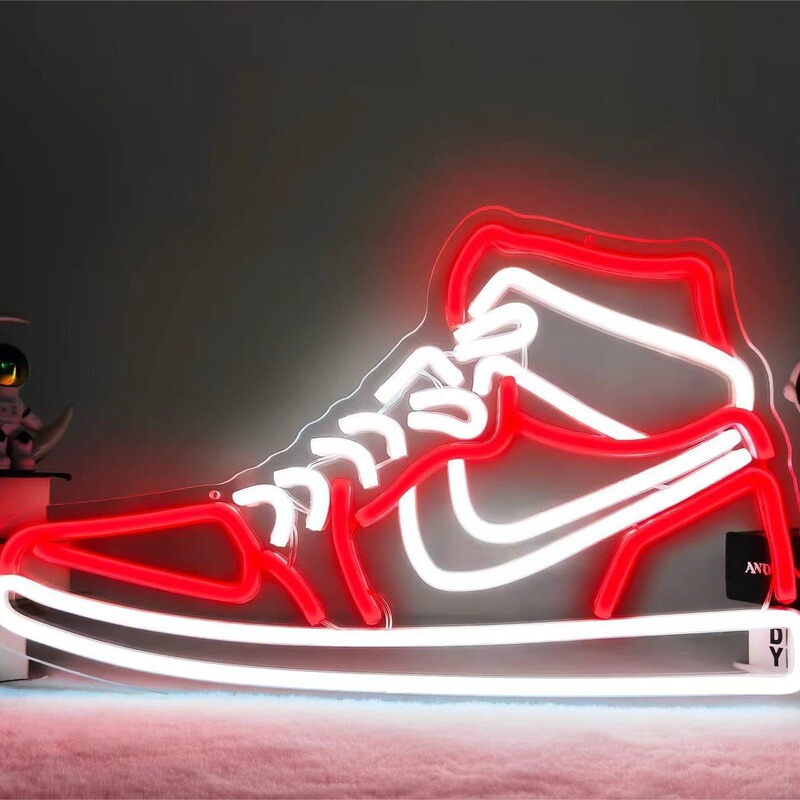 Cross-Border Neon Light Led Luminous Letter Shoe-Shaped Lights, Ins-Style Decorative Luminous Basketball Shoe Decoration Lights, Exclusively for Foreign Trade