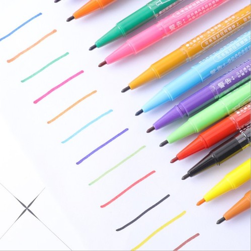 Factory Direct Sale LeTu 120 Red Blue Black Three-Color Double-Head Marker Pen Backing Pen Student Brush Needle Pen
