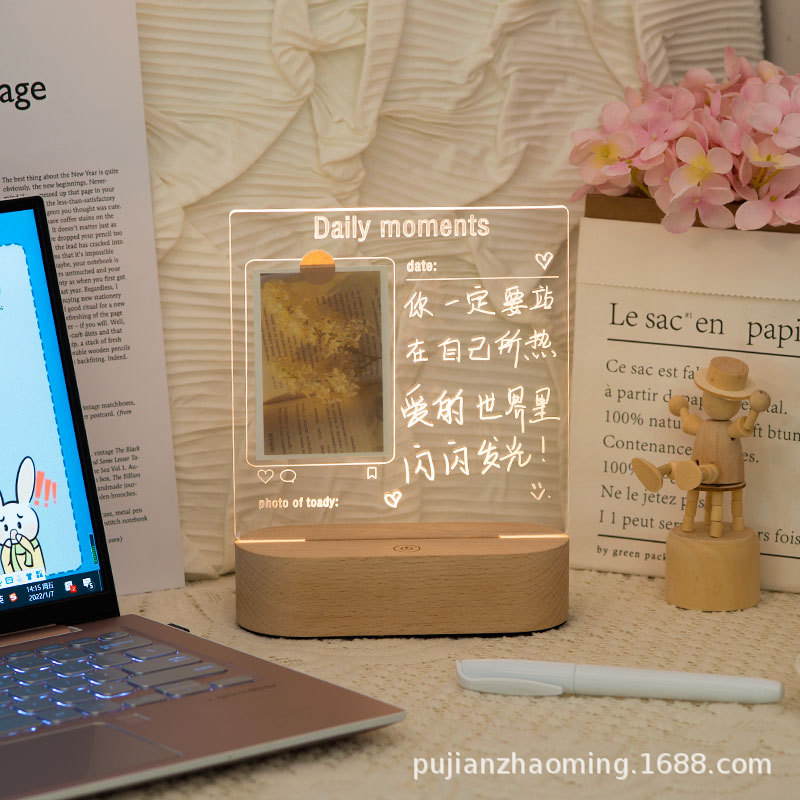 Illuminating Message Board, Night Light, Creative Desk Memo Reminder, Dorm Room Goodies Charging Desk Lamp