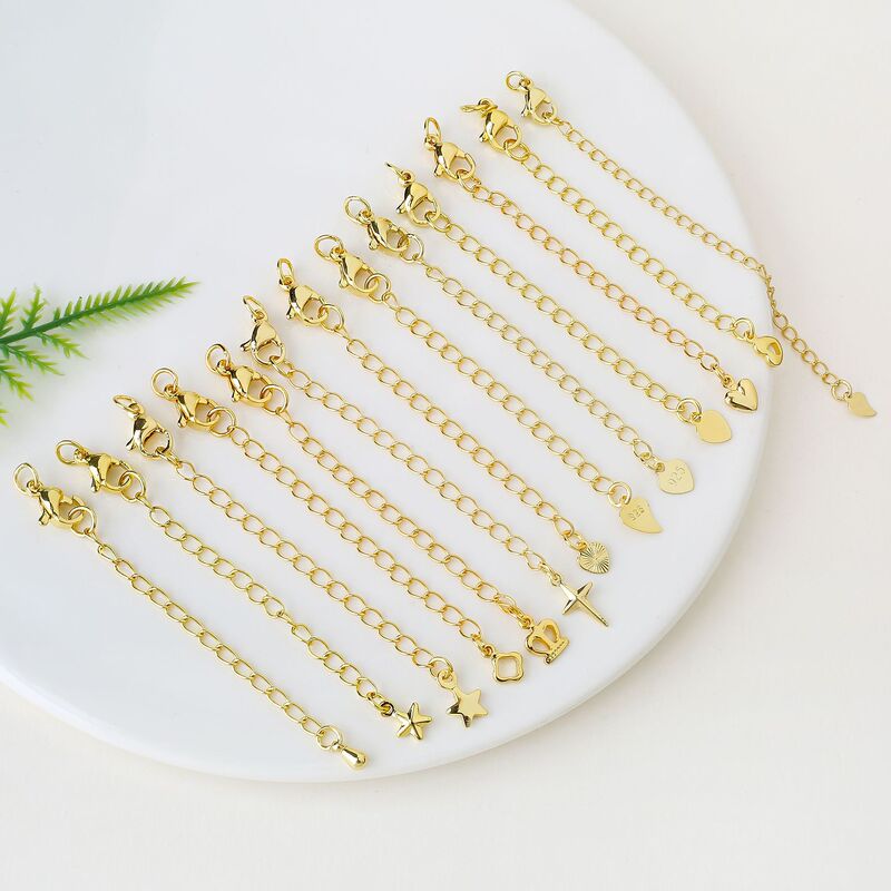 18K gold color retention love piece water drop extended chain diy hand lettering disc lobster clasp tail chain bracelet