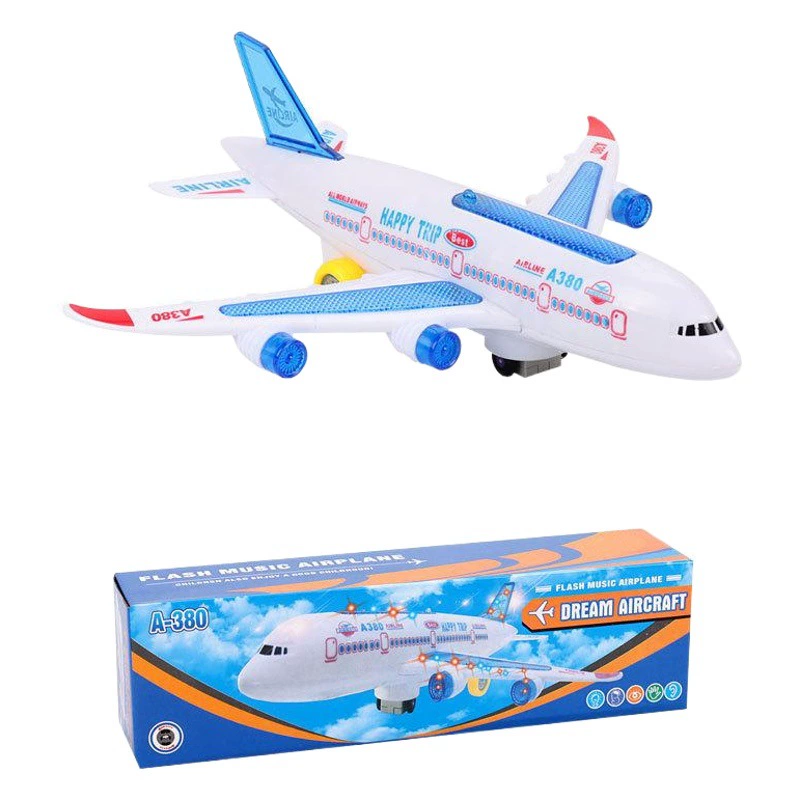 Airbus A380 светоизлучающий Электрический универсальный самолет, детская Игрушечная модель самолета, собранная игрушка, оптом